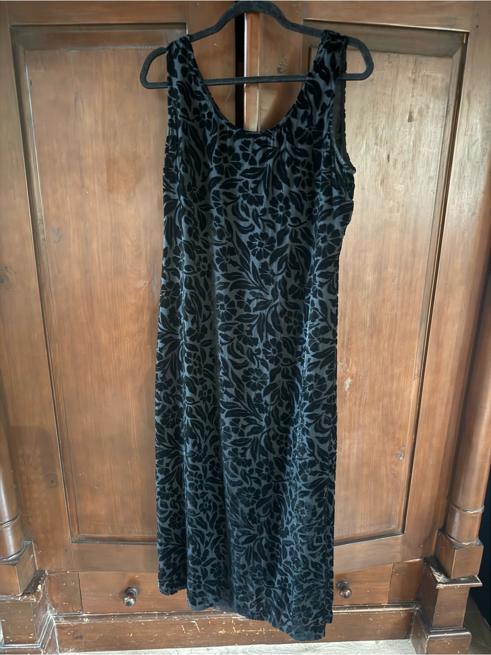 Express Black Velvet Floral Maxi Dress